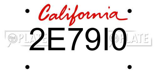 2E79I0 California License Plate