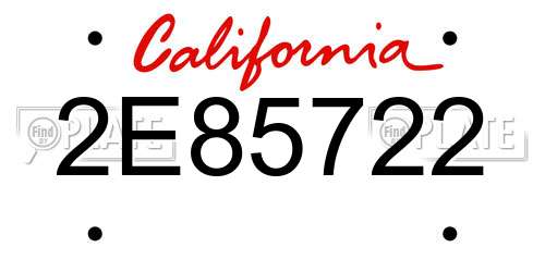 2E85722 California License Plate