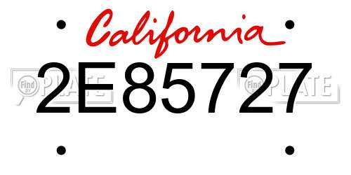 2E85727 California License Plate