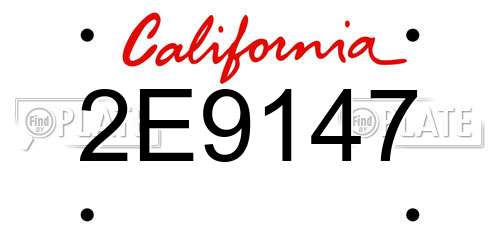 2E9147 California License Plate