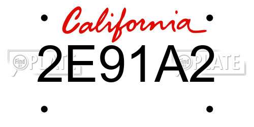 2E91A2 California License Plate