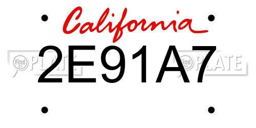 2E91A7 California License Plate