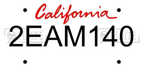 2EAM140 California License Plate