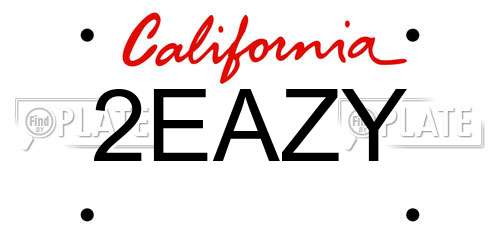 2EAZY California License Plate