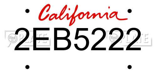 2EB5222 California License Plate