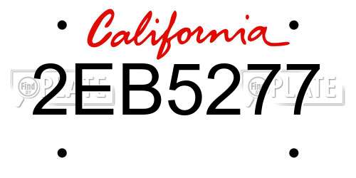 2EB5277 California License Plate