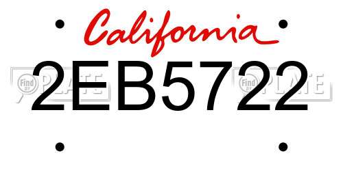 2EB5722 California License Plate