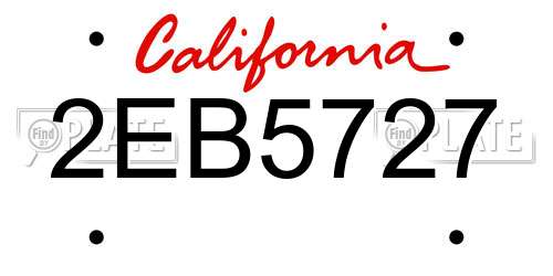 2EB5727 California License Plate