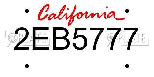 2EB5777 California License Plate