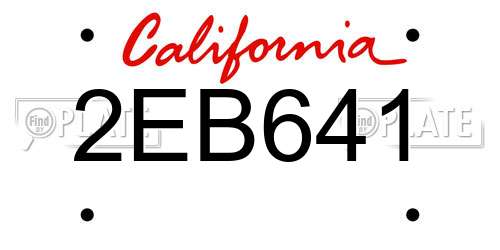 2EB641 California License Plate