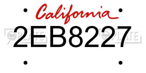 2EB8227 California License Plate