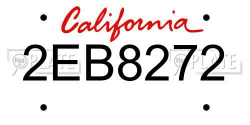 2EB8272 California License Plate