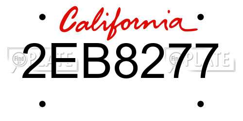 2EB8277 California License Plate