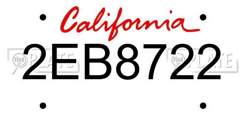 2EB8722 California License Plate
