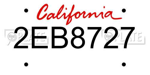 2EB8727 California License Plate