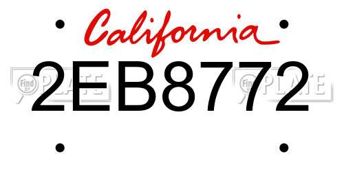 2EB8772 California License Plate