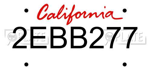 2EBB277 California License Plate