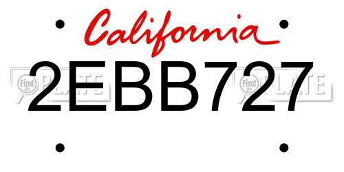 2EBB727 California License Plate