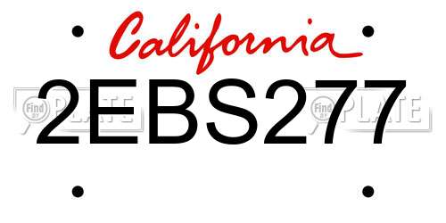2EBS277 California License Plate