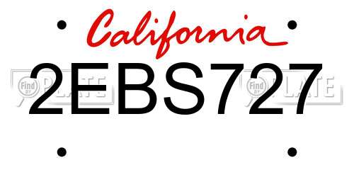 2EBS727 California License Plate