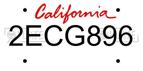 2ECG896 California License Plate