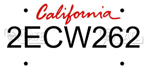 2ECW262 California License Plate