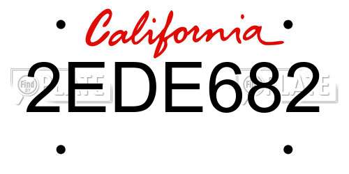 2EDE682 California License Plate
