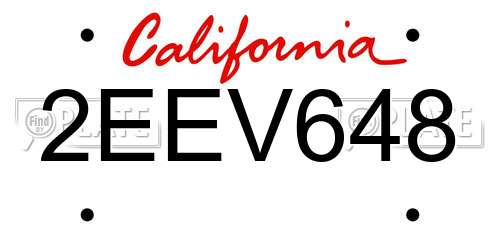 2EEV648 California License Plate