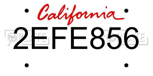 2EFE856 California License Plate