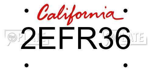 2EFR36 California License Plate