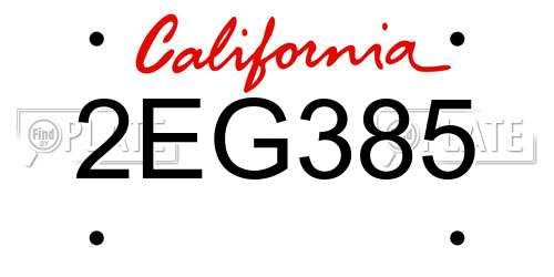 2EG385 California License Plate