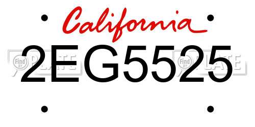 2EG5525 California License Plate