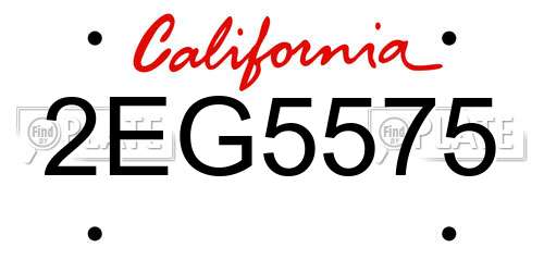 2EG5575 California License Plate