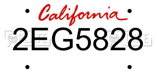 2EG5828 California License Plate