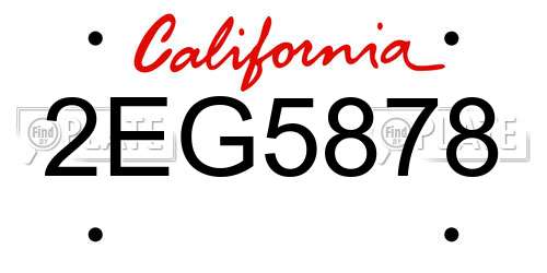 2EG5878 California License Plate