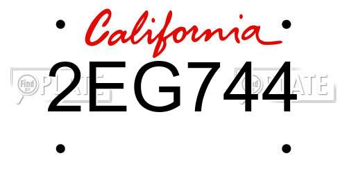 2EG744 California License Plate
