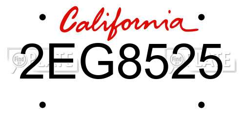 2EG8525 California License Plate