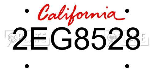 2EG8528 California License Plate