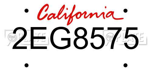 2EG8575 California License Plate