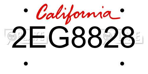 2EG8828 California License Plate