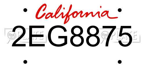 2EG8875 California License Plate