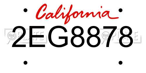2EG8878 California License Plate