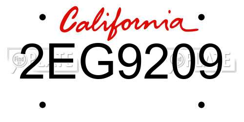 2EG9209 California License Plate
