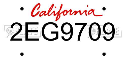 2EG9709 California License Plate
