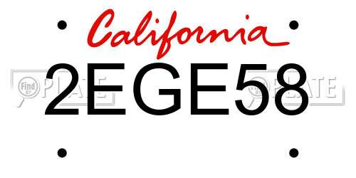 2EGE58 California License Plate