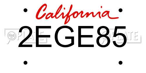 2EGE85 California License Plate