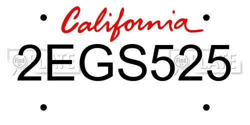 2EGS525 California License Plate