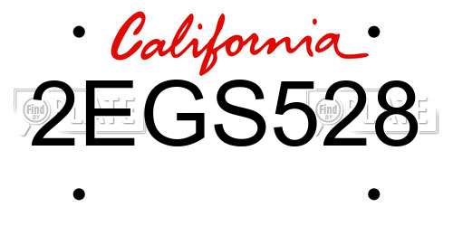 2EGS528 California License Plate