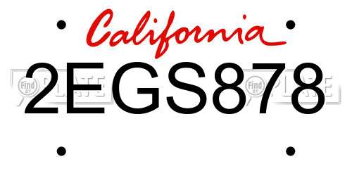 2EGS878 California License Plate