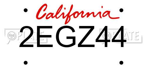 2EGZ44 California License Plate